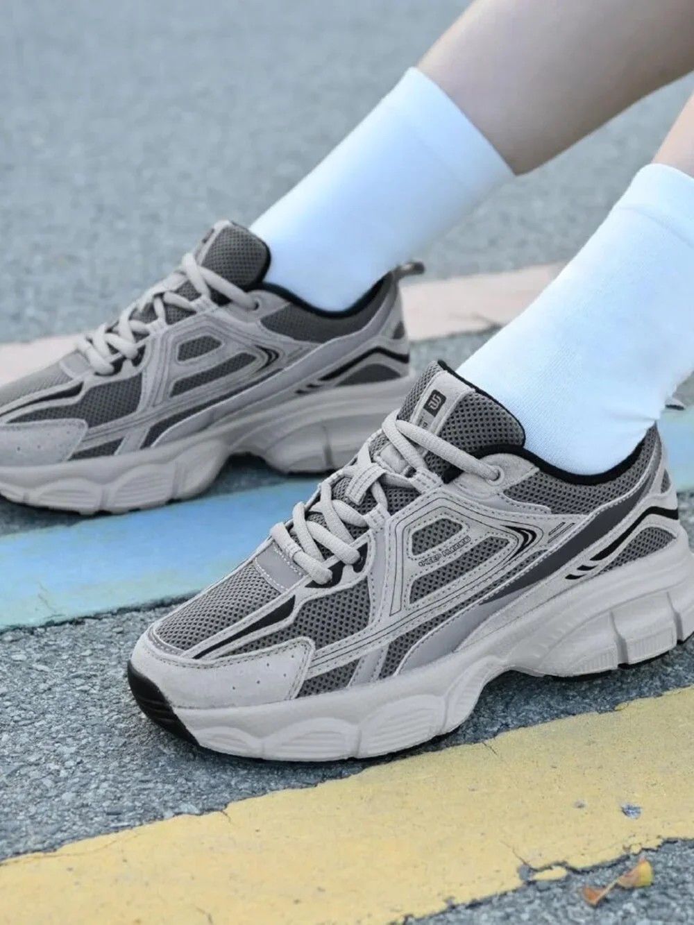 Women's Dark Grey Chunky Fashion Sneakers Casual Sports Shoes Mesh Athletic